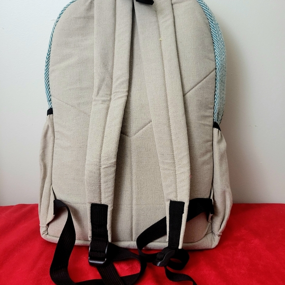 Moving sale final price Handmade Hemp & Cotton Patchwork Backpack - Picture 6 of 7